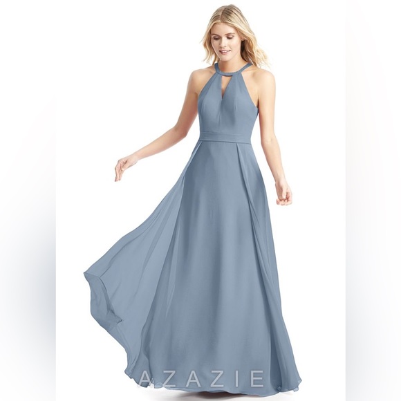 Azazie Melody Dress in Dusty Blue- New With Tags - Picture 5 of 7